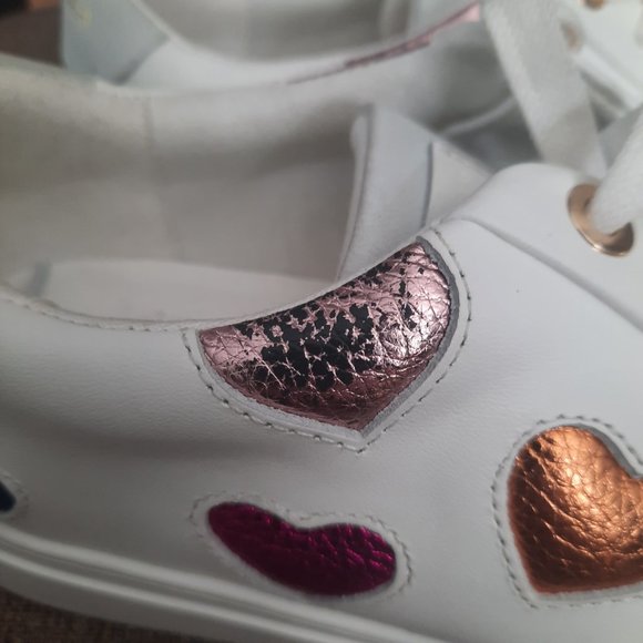 KURT GEIGER LANE sneakers in WHITE LEATHER with RAINBOW HEART size 8 - Picture 4 of 10